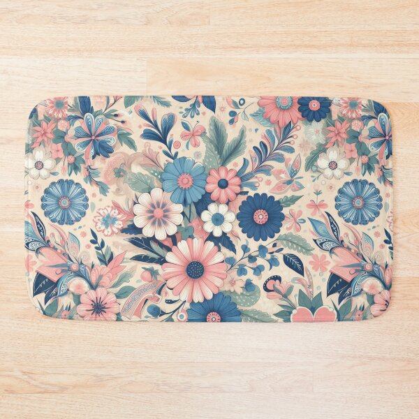 Item preview, Preppy Blue and Pink Flower Pattern designed and sold by JulieSouster.
