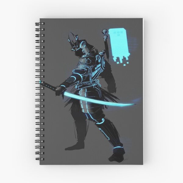 Item preview, guerrero de samurai de neón azul ninja designed and sold by leen12 Art Designs Prints.