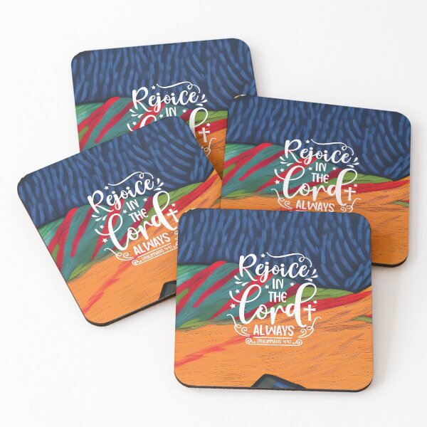 Item preview, Bible Verses About Faith- Philippians 4:4 -  Colorful Blue Orange Mountain Art designed and sold by SpartanDStore.