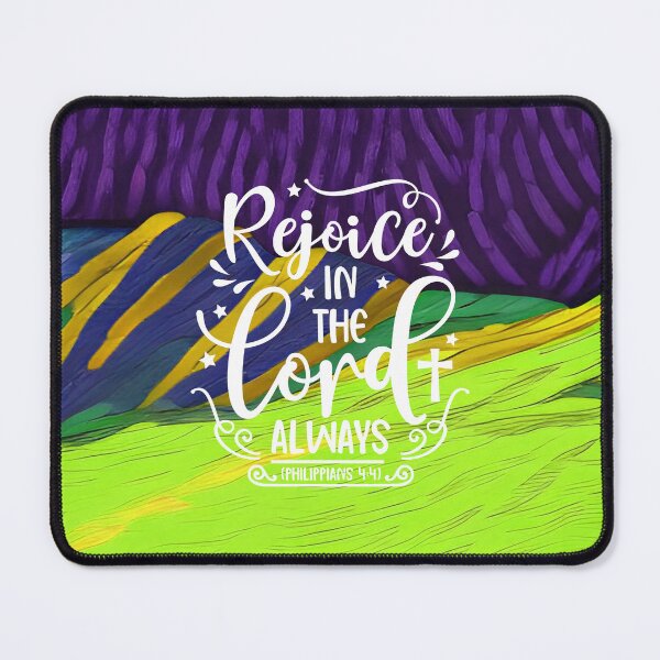 Item preview, Bible Verses About Faith- Philippians 4:4 - Colorful Blue & Neon Green Mountain Art designed and sold by ZenReiArt.