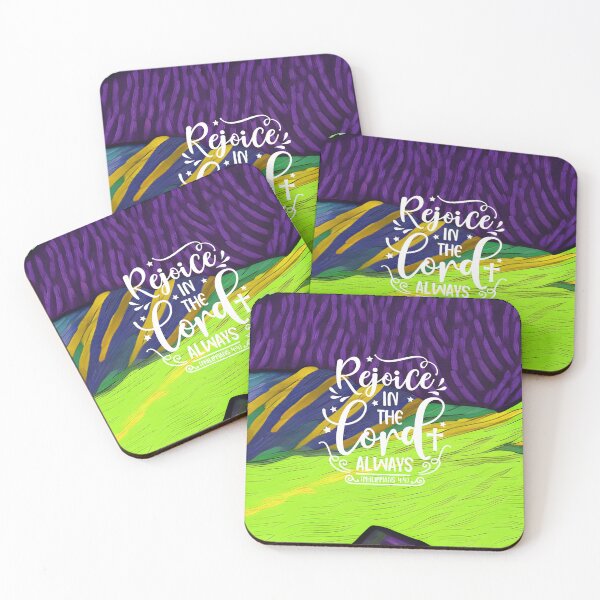 Item preview, Bible Verses About Faith- Philippians 4:4 -  Colorful Blue & Neon Green Mountain Art designed and sold by ZenReiArt.