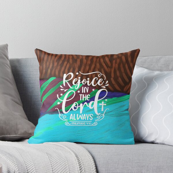 Item preview, Bible Verses About Faith- Philippians 4:4 -  Colorful Blue Turuquoise Mountain Art designed and sold by SpartanDStore.