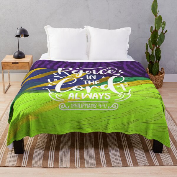 Item preview, Bible Verses About Faith- Philippians 4:4 -  Colorful Blue & Neon Green Mountain Art designed and sold by SpartanDStore.