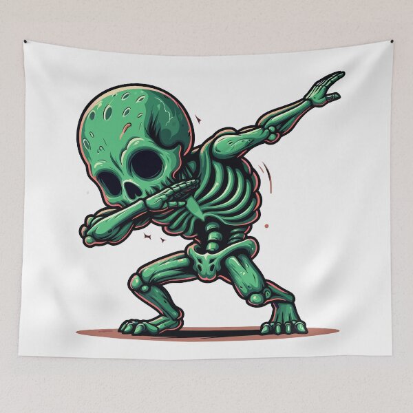 Item preview, Dabbing Skeleton - Cool Green Alien Dance Move Illustration designed and sold by Designowner.