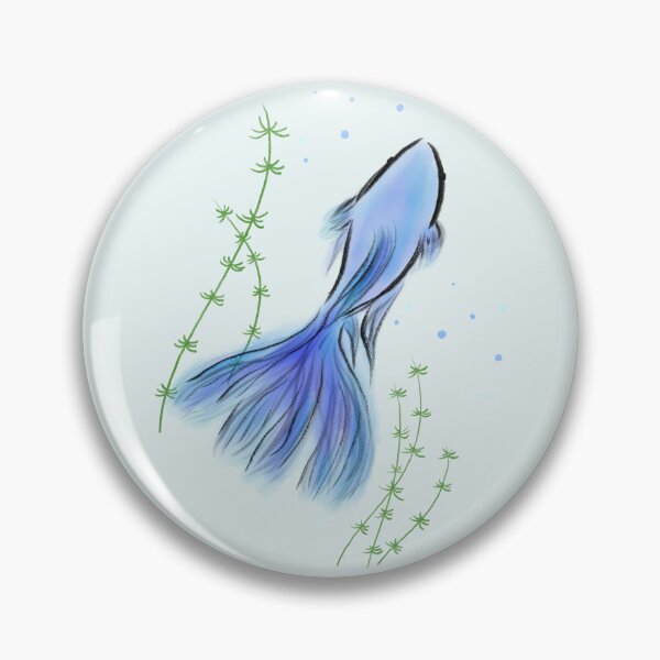Item preview, Simple Aesthetic Cute Betta Fish Blue Art Design Logo Tattoo  designed and sold by Marinaaa010.