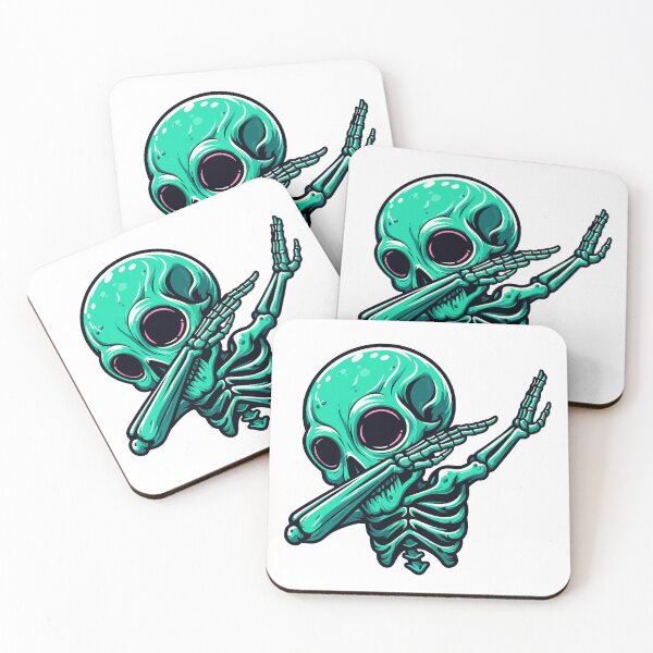 Item preview, Dabbing Skeleton - Cool Green Alien Dance Move Illustration designed and sold by Designowner.