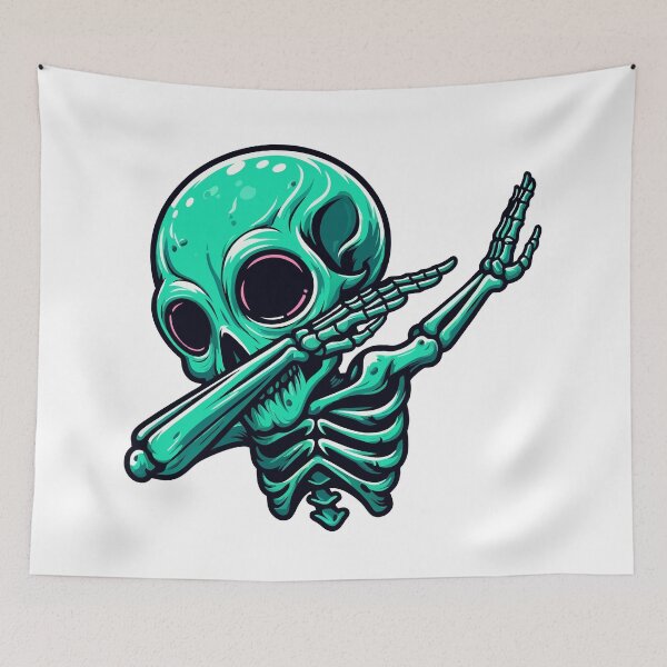 Item preview, Dabbing Skeleton - Cool Green Alien Dance Move Illustration designed and sold by Designowner.