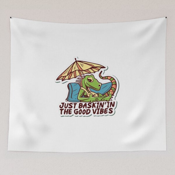 Item preview, Iguana Chilling Under Sun Hat - Just Baskin' in the Good Vibes designed and sold by NiftyWrx.
