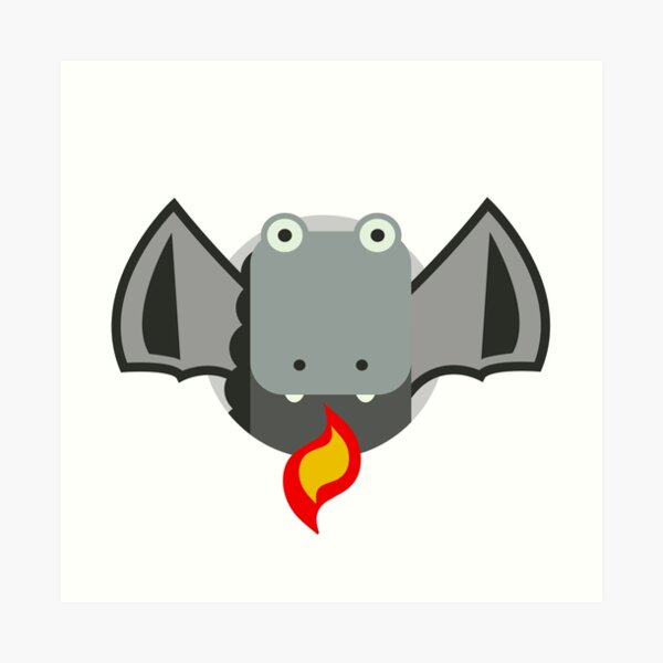 Cute Dragon Grey Art Print