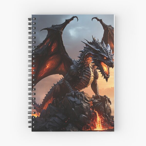 Item preview, Obsidian Sentinel: Fire Dragon Overlooking the Desert designed and sold by MysticFable.