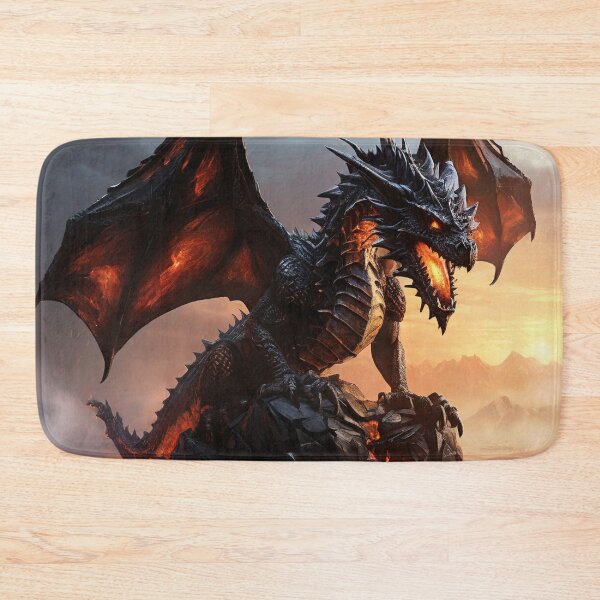 Item preview, Obsidian Sentinel: Fire Dragon Overlooking the Desert designed and sold by MysticFable.