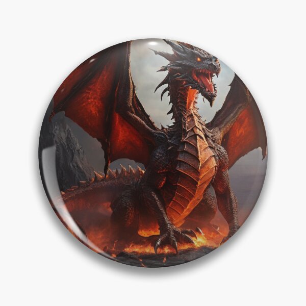 Item preview, Inferno's Flight: Fire Dragon Soaring Over Volcanic Peaks designed and sold by MysticFable.