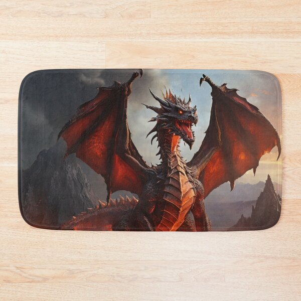 Item preview, Inferno's Flight: Fire Dragon Soaring Over Volcanic Peaks designed and sold by MysticFable.
