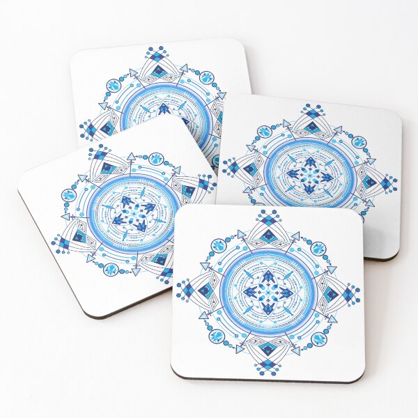 Item preview, Cyber circle blue mandala geometric shapes designed and sold by ByteMode.