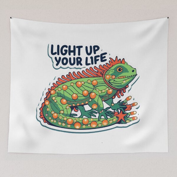 Item preview, Festive Iguana with Fairy Lights - Light Up Your Life designed and sold by NiftyWrx.