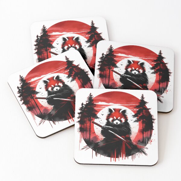 Item preview, Sumie Red Panda Samurai Warrior In Forest designed and sold by TomFrontierArt.