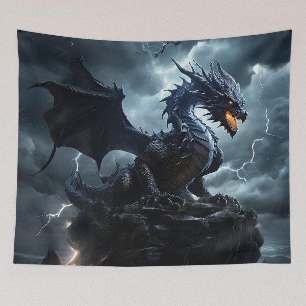 Item preview, Thundercloud Sanctuary: Where Storm Dragons Hatch Amidst Lightning and Thunder designed and sold by MysticFable.