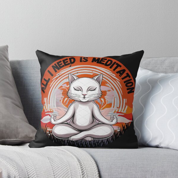 Aperçu de l'œuvre Conception de T-Shirt de chat de méditation "Zen Feline Focus", méditation animale créée et vendue par TrendyGraphTees.