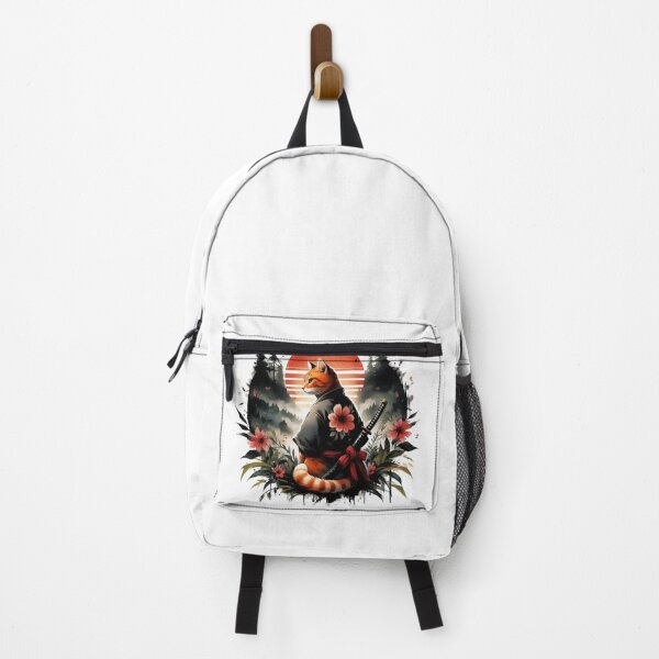 Item preview, Sumie Floral Ginger Cat Samurai Warrior In Forest designed and sold by TomFrontierArt.