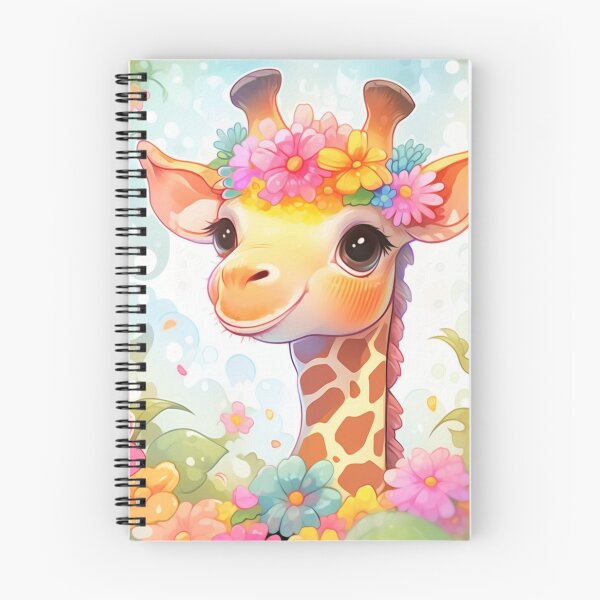 Item preview, Happy Giraffe With Colorful Flowers designed and sold by jenmountainen.