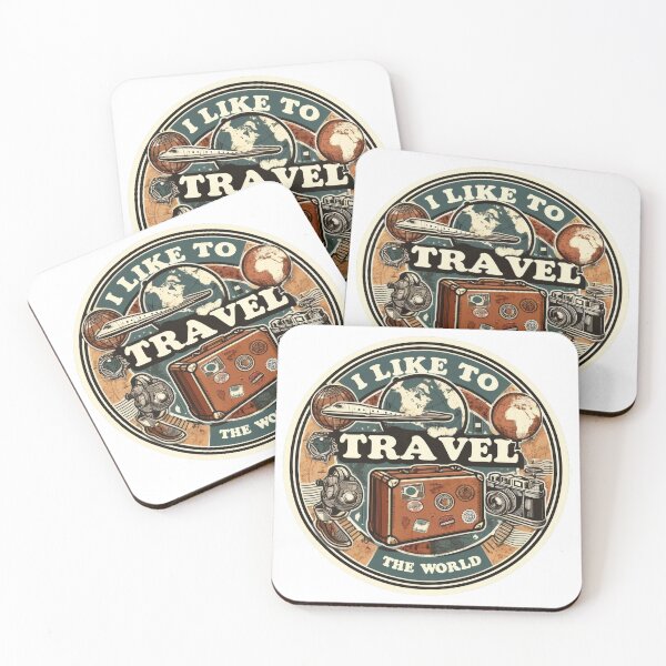 Artikelvorschau, Vintage Reiseabenteuer - Retro Reisesticker - I like to Travel the World - für Weltenbummler entworfen und verkauft von pod24.