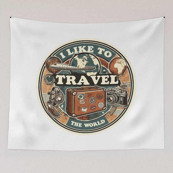 Item preview, Vintage travel adventure - Retro travel sticker - I like to Travel the World - for globetrotters designed and sold by pod24.