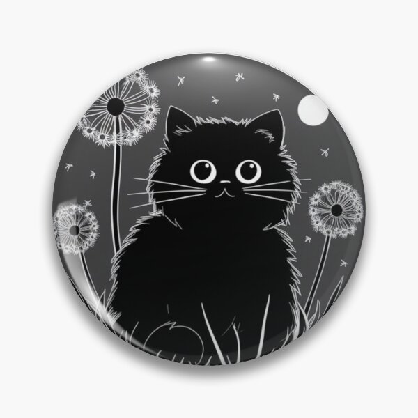 Item preview, Black Puffy Cat in Garden Dandelion Lovers Flowers Plants Gardener Purr Play With Cat designed and sold by Cr320.