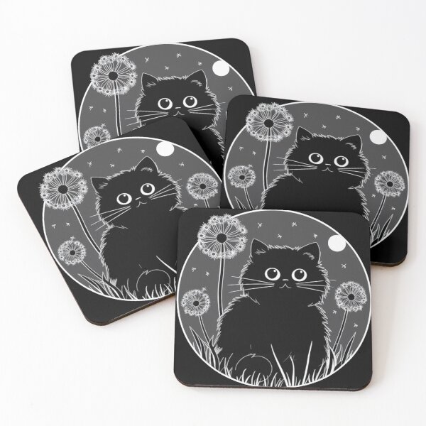Item preview, Black Puffy Cat in Garden Dandelion Lovers Flowers Plants Gardener Purr Play With Cat designed and sold by Cr320.