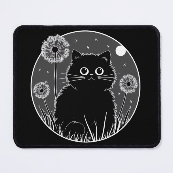 Item preview, Black Puffy Cat in Garden Dandelion Lovers Flowers Plants Gardener Purr Play With Cat designed and sold by Cr320.