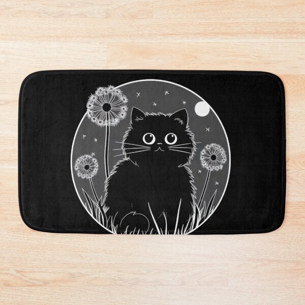 Item preview, Black Puffy Cat in Garden Dandelion Lovers Flowers Plants Gardener Purr Play With Cat designed and sold by Cr320.