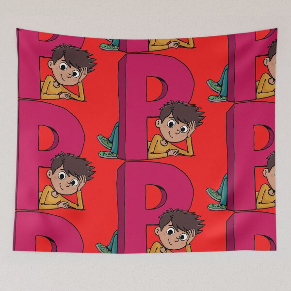 Item preview, boy lies next to the capital letter P designed and sold by duxpavlic.