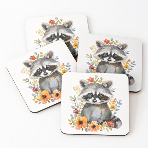 Item preview, Summer Flowers Raccoon Watercolor designed and sold by Anbe_design.