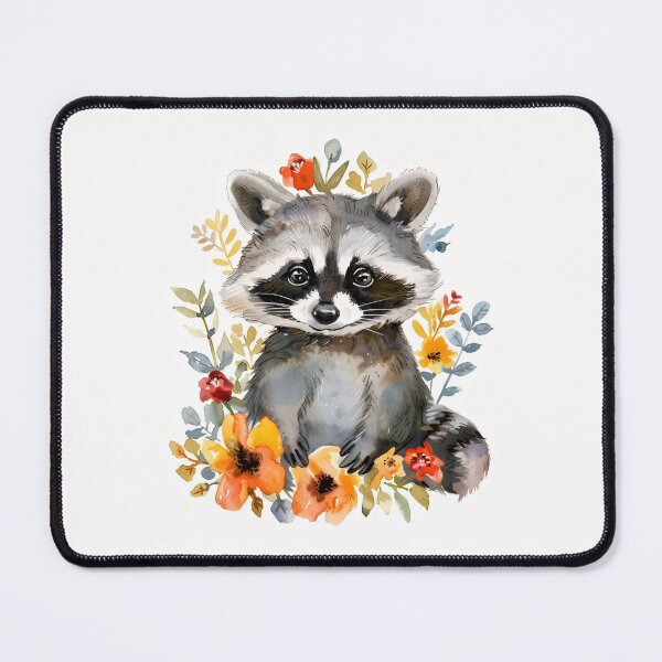 Item preview, Summer Flowers Raccoon Watercolor designed and sold by Anbe_design.