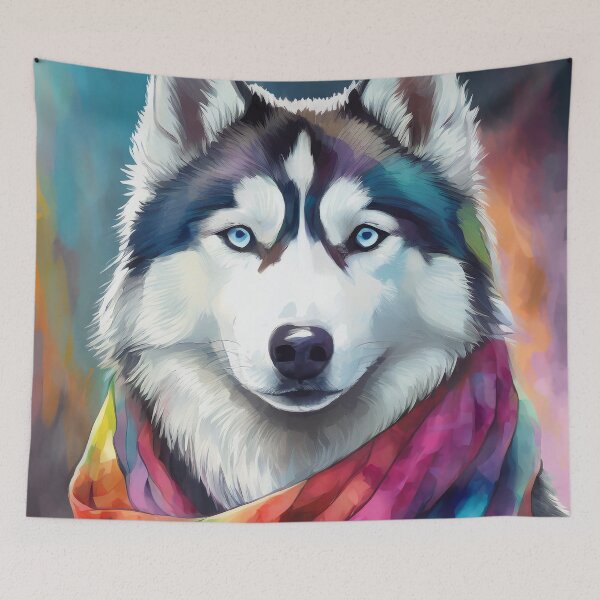 Item preview, cute Husky dog breed in a scarf digital painting adorable animal designed and sold by Meena-tta.