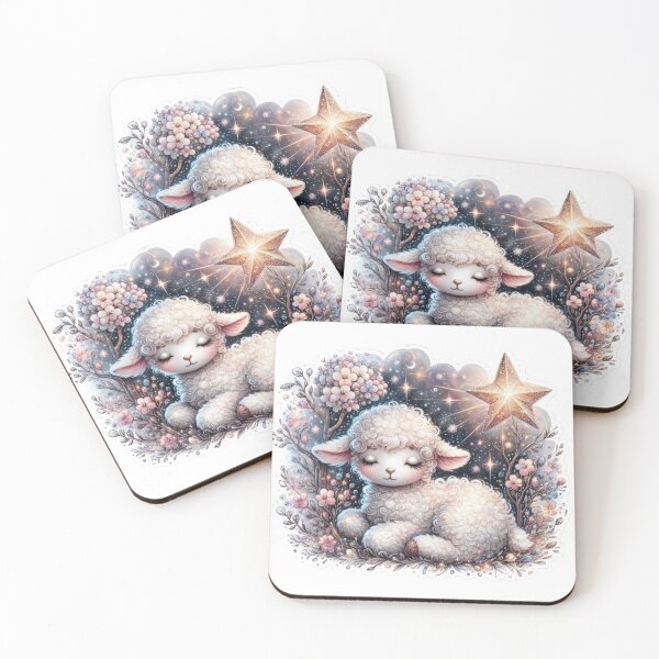 Item preview, lamb under the golden stars Easter cute sticker designed and sold by Expressions-Sel.