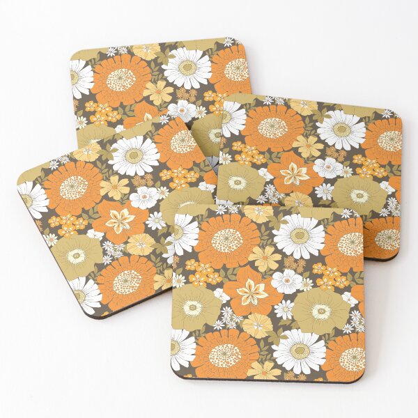 Item preview, Orange, Brown, and Yellow Vintage Flower Pattern designed and sold by Eyestigmatic.