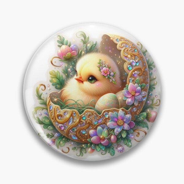 Item preview, yellow chicken with golden egg shell Easter cute sticker designed and sold by Expressions-Sel.