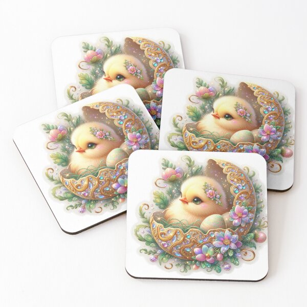 Item preview, yellow chicken with golden egg shell Easter cute sticker designed and sold by Expressions-Sel.