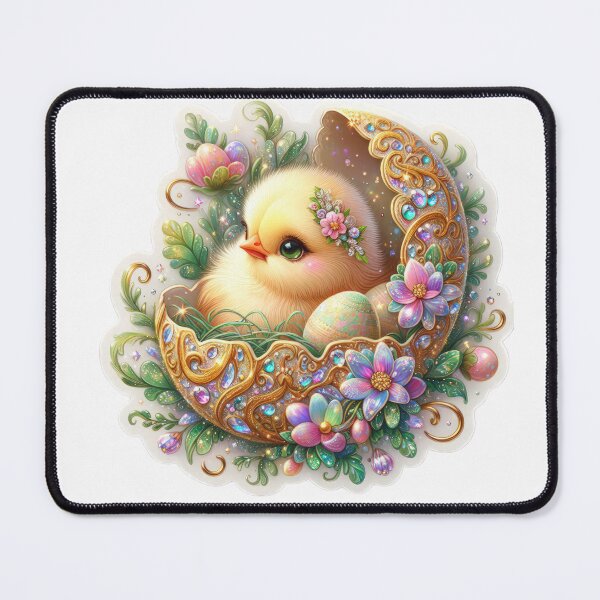 Item preview, yellow chicken with golden egg shell Easter cute sticker designed and sold by Expressions-Sel.
