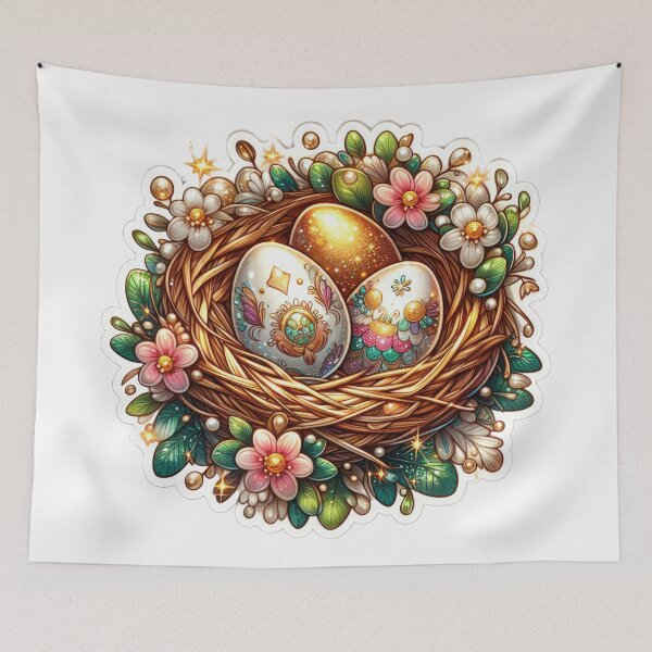 Item preview, Easter nest with eggs Easter cute sticker designed and sold by Expressions-Sel.