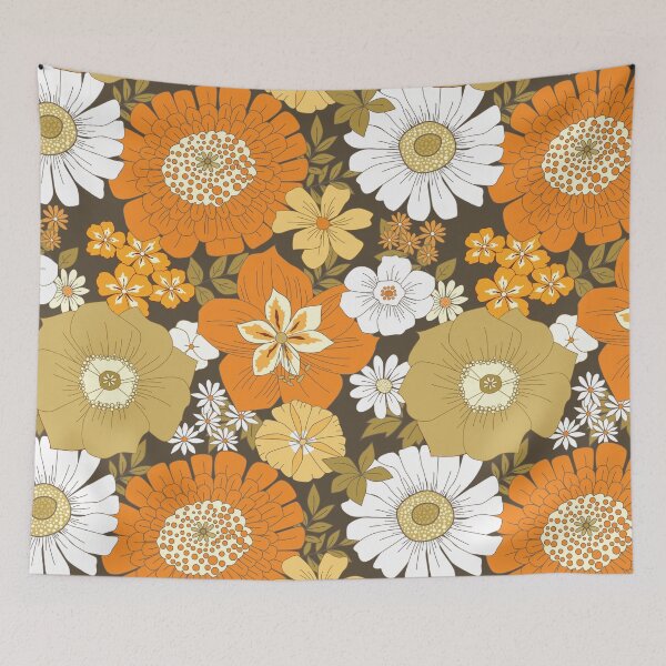 Item preview, Orange, Brown, and Yellow Vintage Flower Pattern designed and sold by Eyestigmatic.