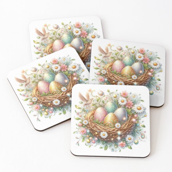 Item preview,  nest with easter eggs and flowers Easter cute sticker designed and sold by Expressions-Sel.