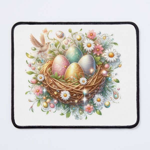 Item preview,  nest with easter eggs and flowers Easter cute sticker designed and sold by Expressions-Sel.