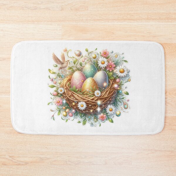 Item preview,  nest with easter eggs and flowers Easter cute sticker designed and sold by Expressions-Sel.