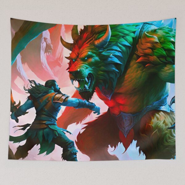 Item preview, Clash of Titans: Gladiator Confronts Giant Beast designed and sold by GrizzlyCollective.