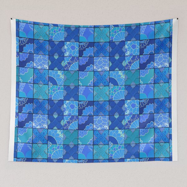 Item preview, Azulejos watercolor tiles blue	 designed and sold by Alessandro Remo Mazzoni Remotextiles.