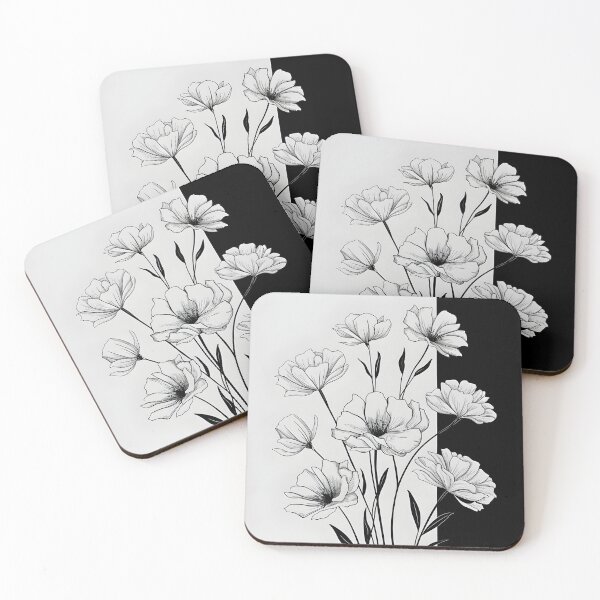 Item preview, Black And White Delicate Flower Design, Botanical Illustrations, Black and White Artwork designed and sold by WatermelonPink.