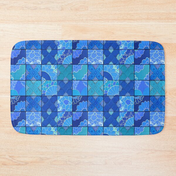 Item preview, Azulejos watercolor tiles blue	 designed and sold by Alessandro Remo Mazzoni Remotextiles.