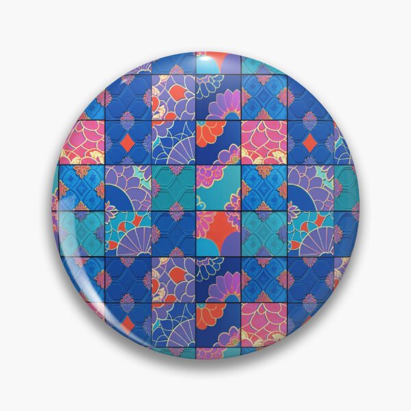 Item preview, Azulejos watercolor tiles blue red	 designed and sold by Alessandro Remo Mazzoni Remotextiles.