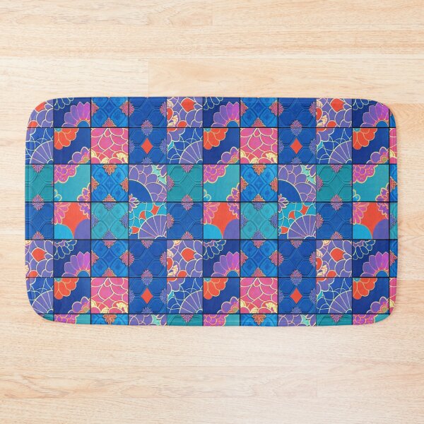 Item preview, Azulejos watercolor tiles blue red	 designed and sold by Alessandro Remo Mazzoni Remotextiles.